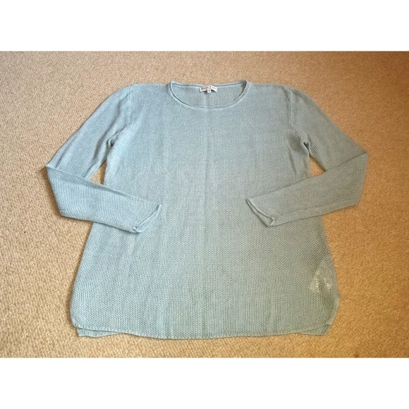 Womens Sweater-MARIE LUND COPENHAGEN-light blue 100% linen pullover tunic ls-L - Picture 1 of 4